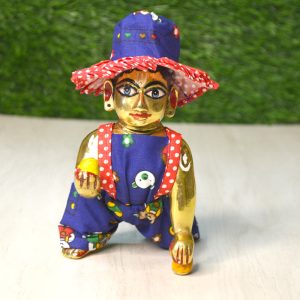 Blue Dungaree Set With Hat For Laddu Gopal Ji