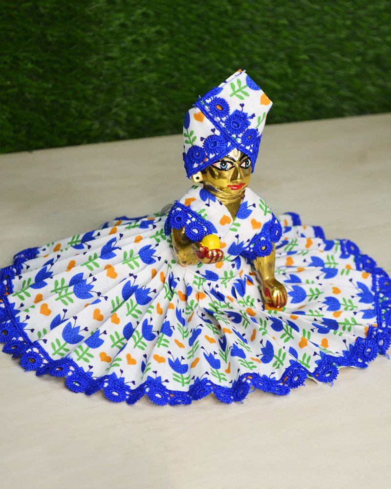 Blue Flower Print Cotton Dress