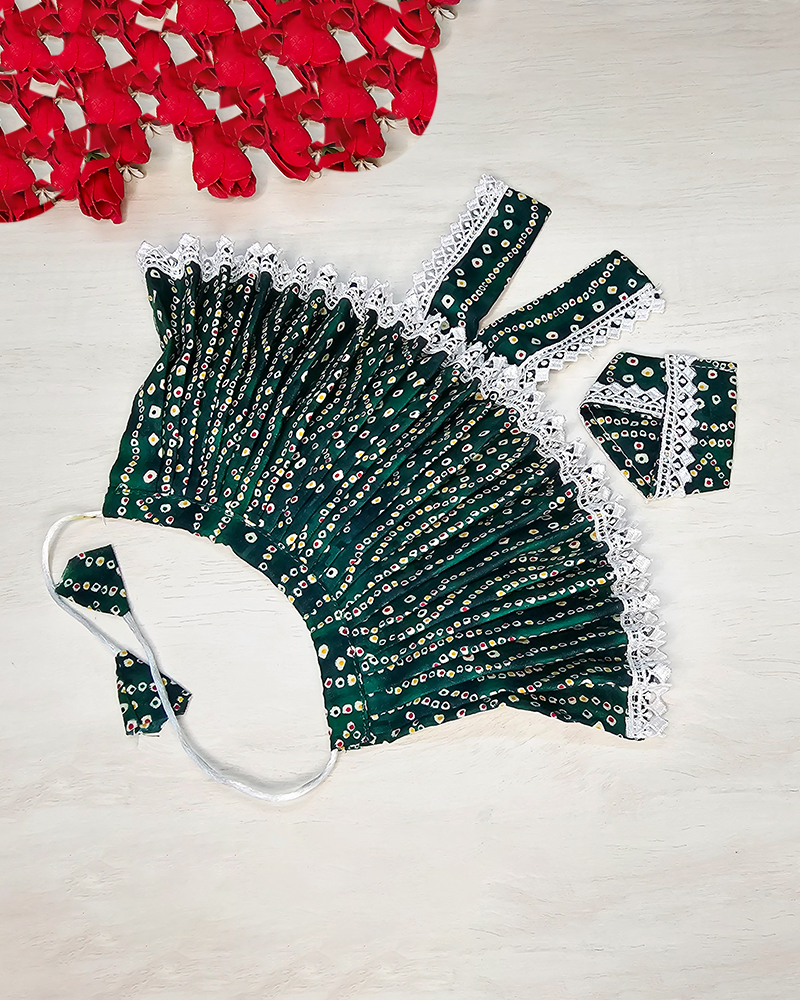 Cotton Green Bandhani Dress Gopal