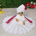 Cotton White Dress Red Bandhani Laddu Gopal