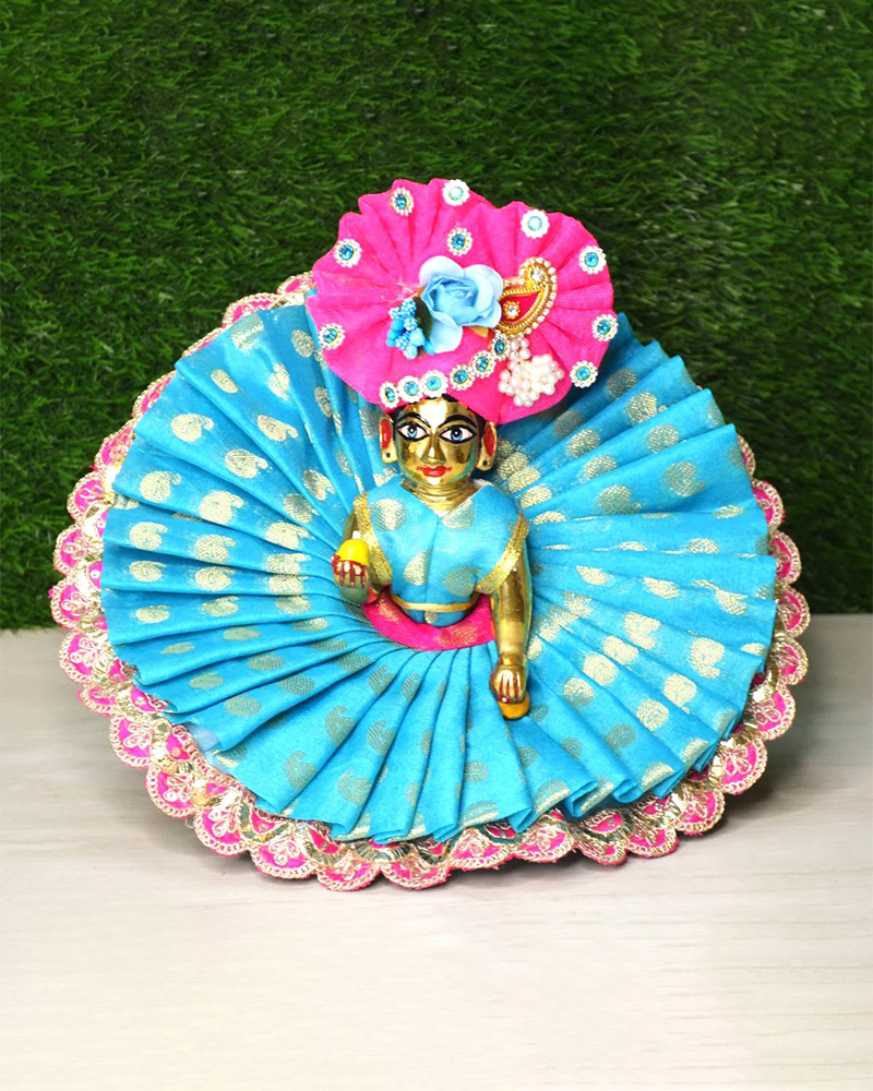 Cyan Color Heavy Dress For Bal Gopal