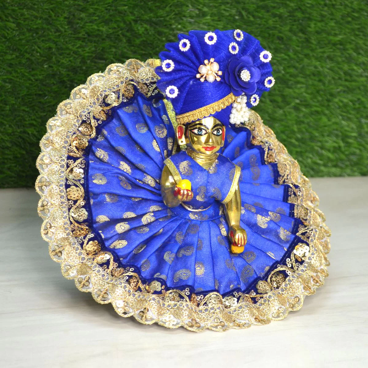 Embroidered Blue Heavy Dress Laddu Gopal