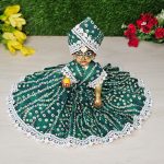 Green Bandhani Print Cotton Dress Laddu Gopal
