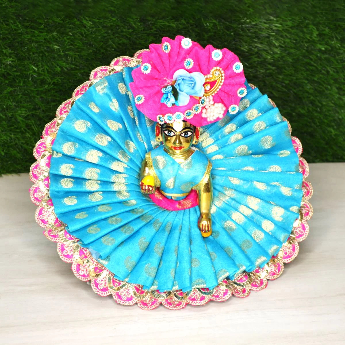 Kanha Ji Cyan Royal Dress With Embroidery