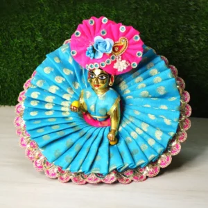 Laddu Gopal Cyan Heavy Dress Premium Collection
