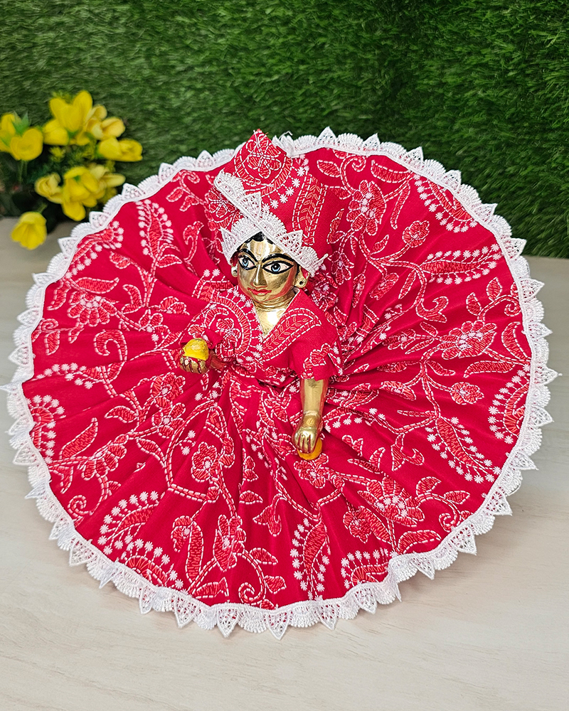 Laddu Gopal Red White Dress Side