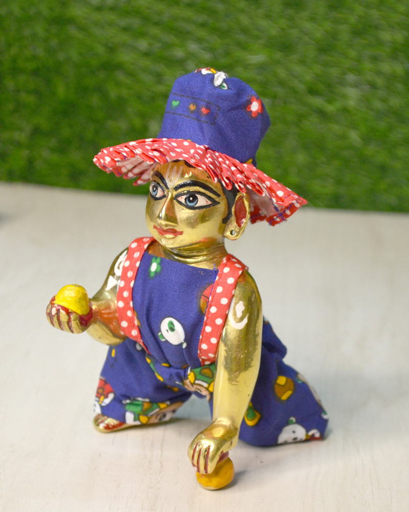 Laddu Gopalji Blue Dungaree Set For Side View
