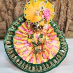 Lotus Print Yellow Silk Dress For Laddu Gopal