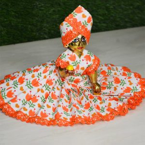 Orange Flower Print Cotton Dress