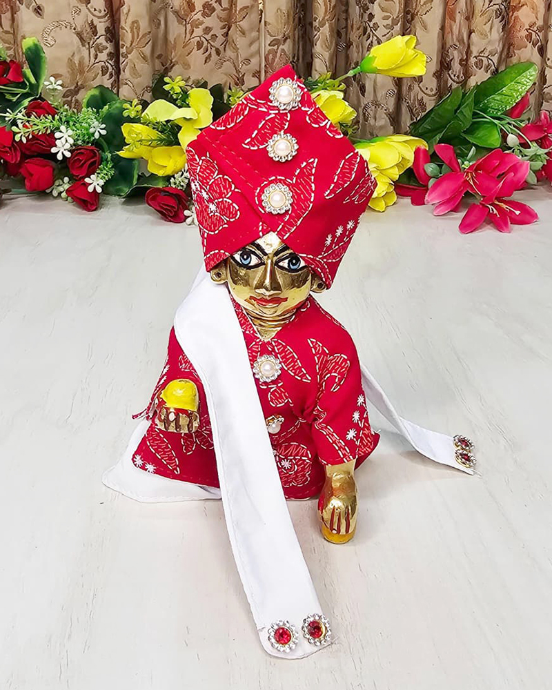 Red Bandhani Dhoti Kurta Laddu Gopal