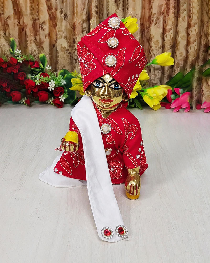 Red Dress With White Patka Kanha Ji