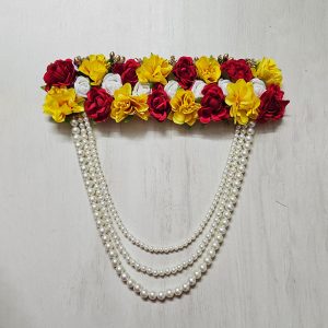 Red Yellow White Flower  Layer Pearl Mala For Laddu Gopal