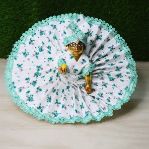 Sea Green Flower Printed Cotton Dress