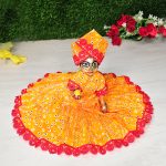Strawberry Print Orange Dress For Kanhaji Maharaj
