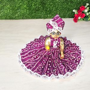 Traditional Purple Bandhani Dress Laddu Gopal