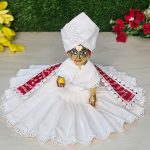White Cotton Dress Red Bandhani Patka Laddu Gopal
