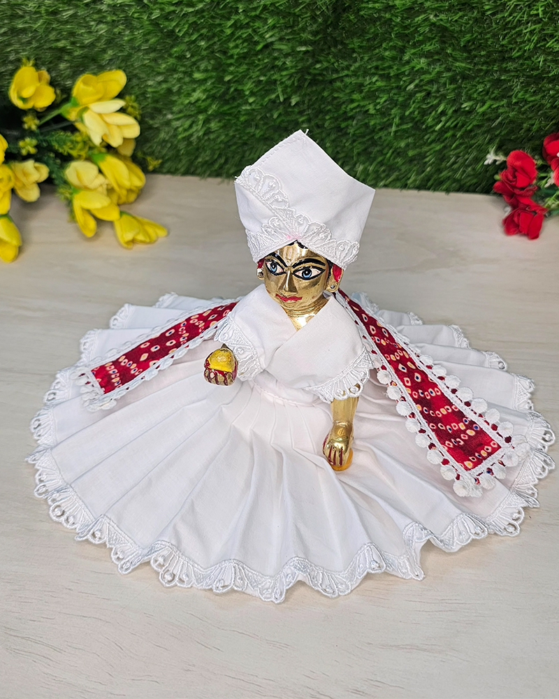 White Dress With Red Patka Kanha