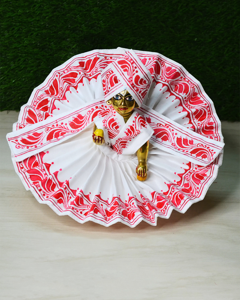 White Hand Painted Dress Laddu Gopal