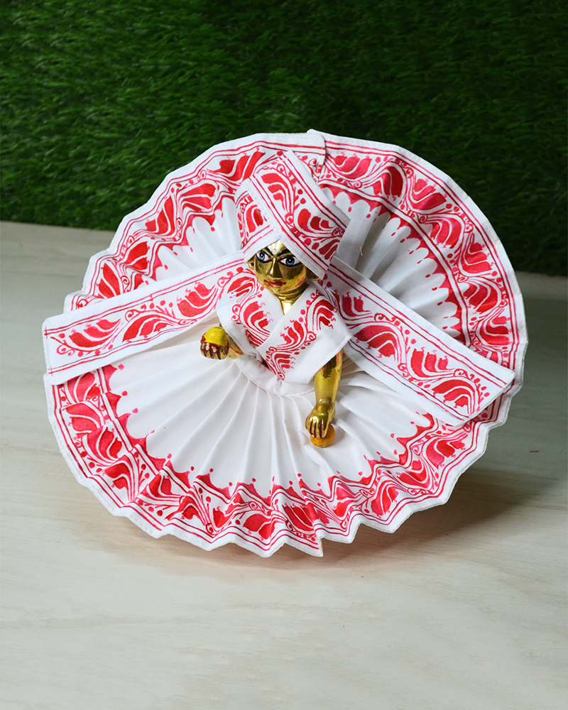 White Hand Painted Dress With Patka