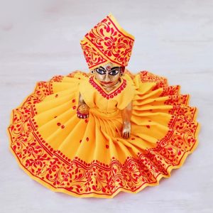 Yellow Color Cotton Hand Painted Kanha Dress Front