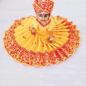 Yellow Cotton Hand Painted Kanha Dress Front