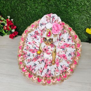 Kanha Ji White Pink Dress Heavy Lace