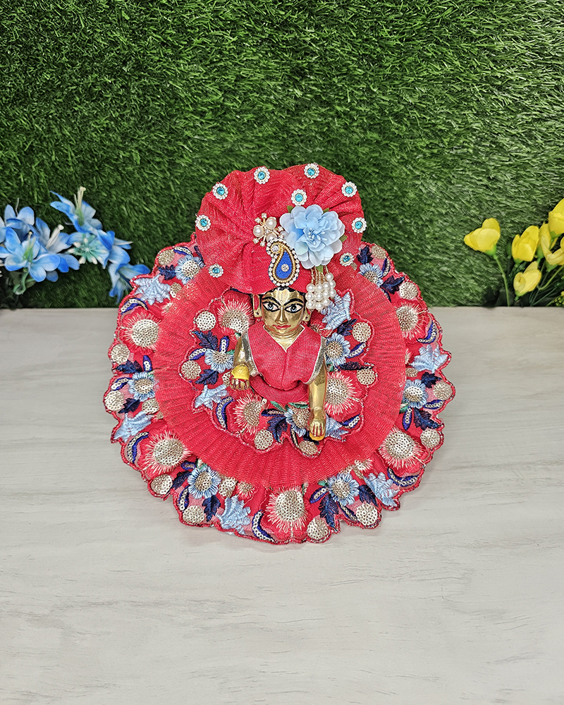Red Festival Dress With Pagdi