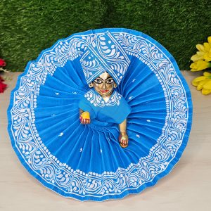 Sky Blue Hand Painted Cotton Dress For Laddu Gopalji