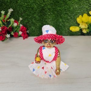 White Triangle Print Dhoti Dress Laddu Gopal