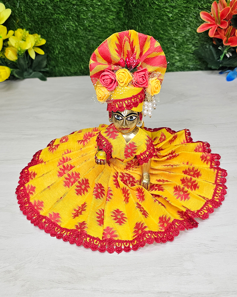 Designer Yellow Red Jamdani Dress