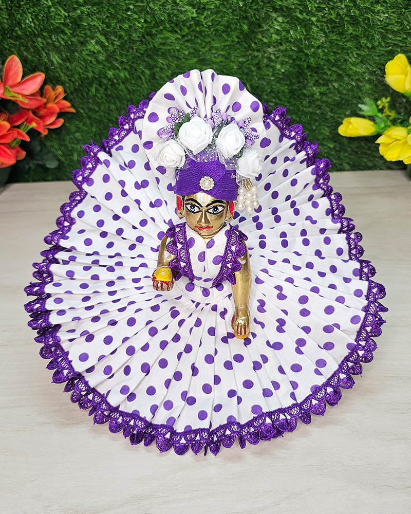 Festival Purple Cotton Dress For Kanha