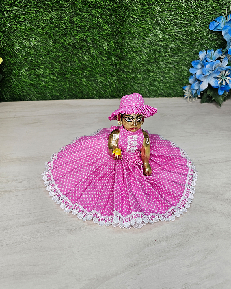 Laddu Gopal Pink Cotton Dress