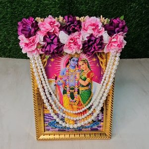 Pink Purple Floral Mala For Temple Decoration