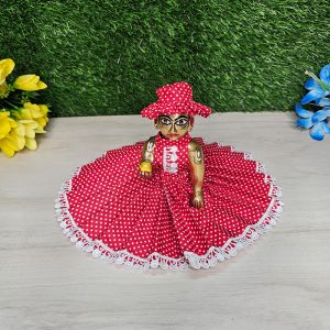 Red Polka Dot Cotton Dress For Laddu Gopal Ji