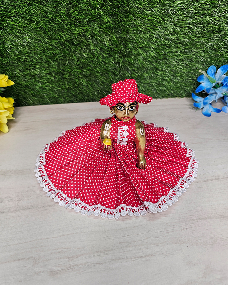 Red Printed Cotton Poshak Kanha Ji