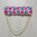 Sky Blue Pink Floral Garland Mata Rani