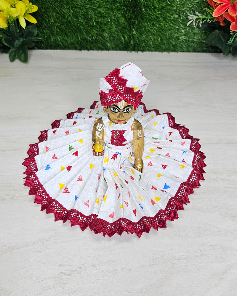 Traditional White Red Cotton Poshak