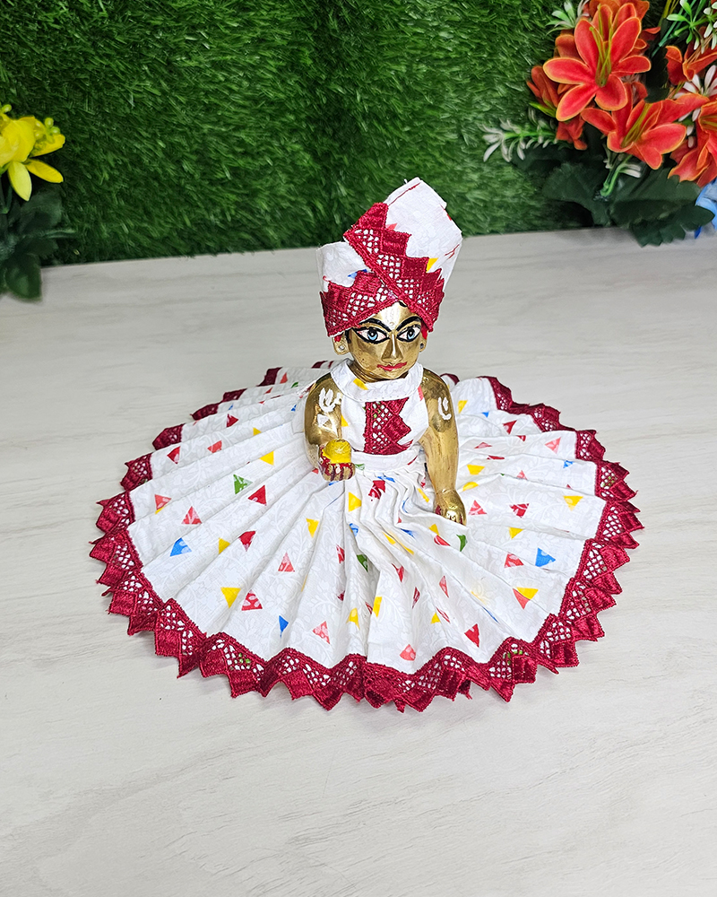 White Red Designer Cotton Dress