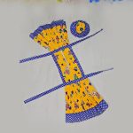 Designer Cartoon Print Dress With Matching Hat