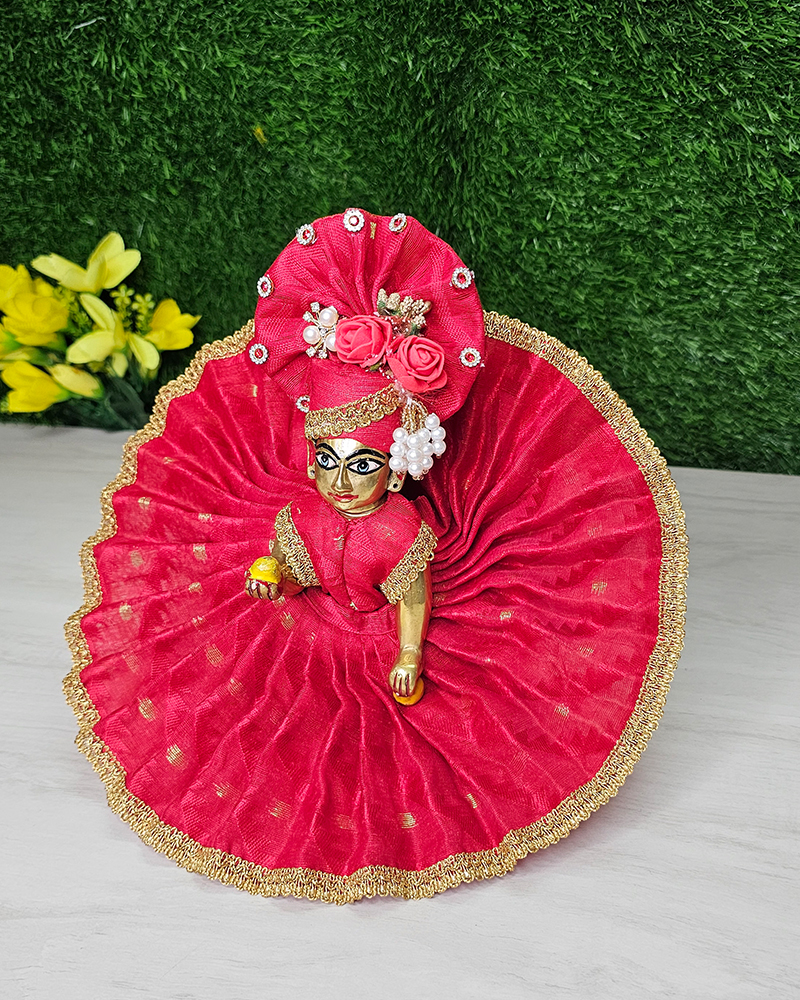 Ethnic Red Cotton Dress Laddu Gopal