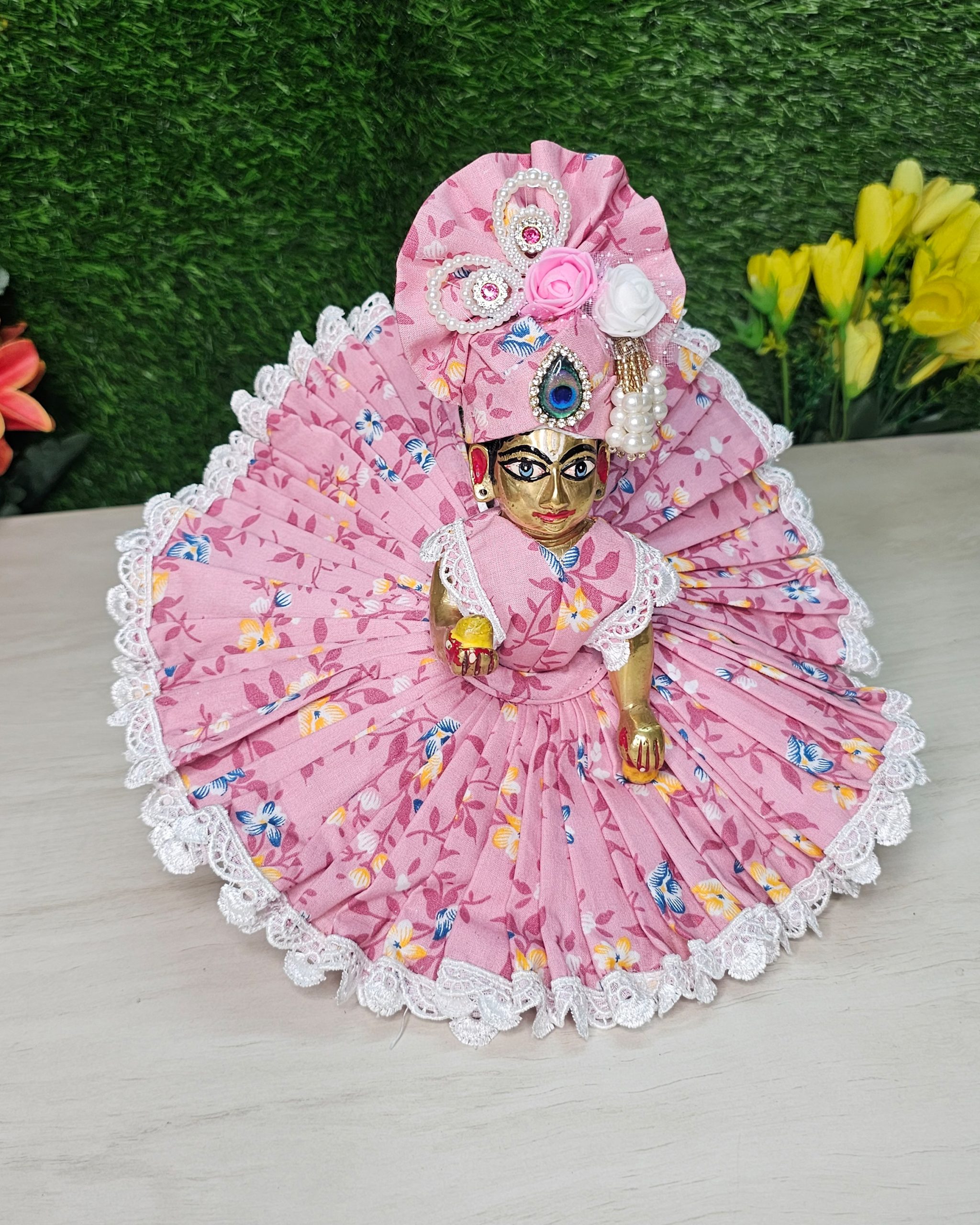 Heavy Pagdi Cotton Poshak Laddu Gopal