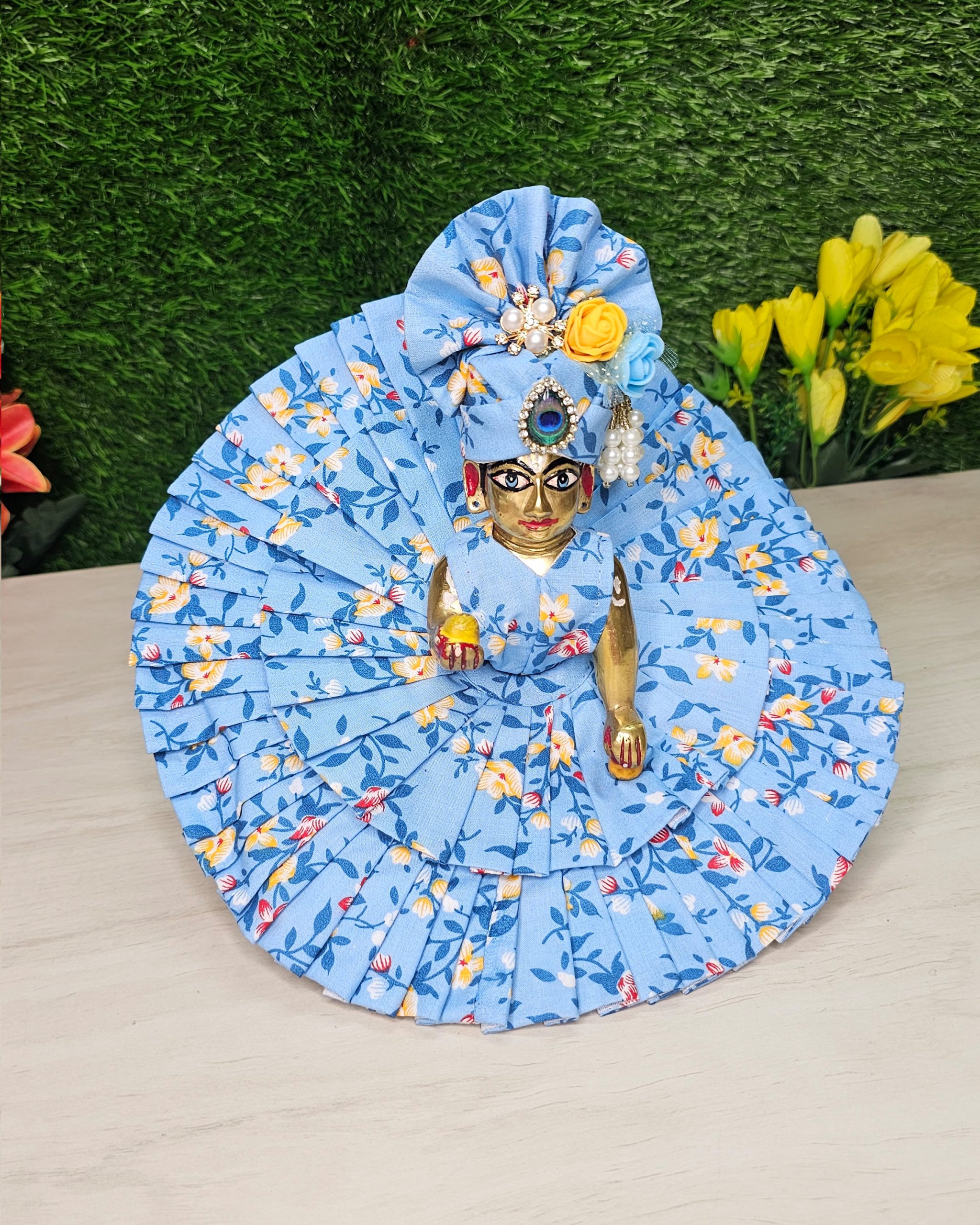 Premium Floral Dress With Heavy Pagdi