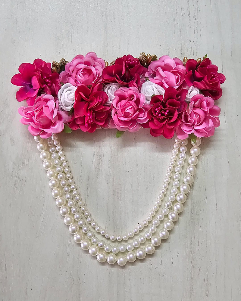 Dark Light Pink Floral Garland For Goddess
