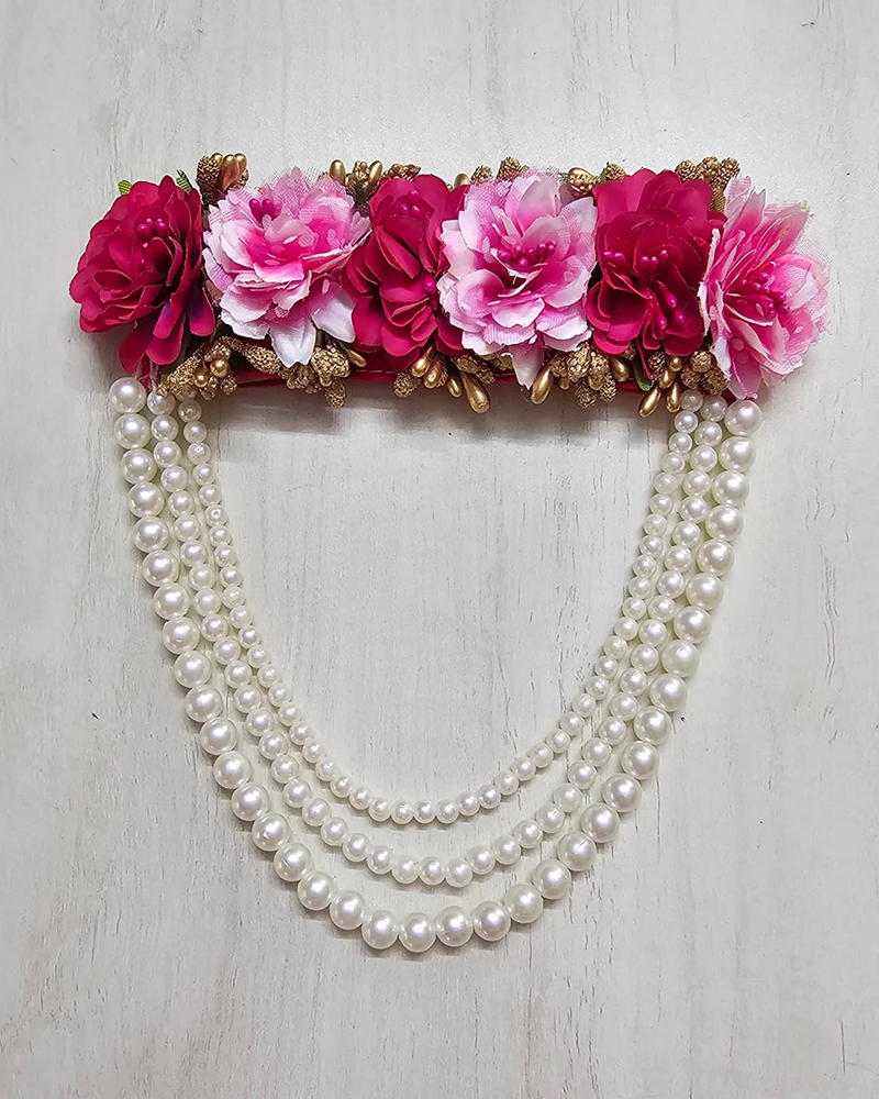 Decorative Pink Flower Pearl Garland