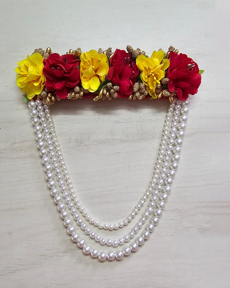 Red Yellow Flower Pearl Mala