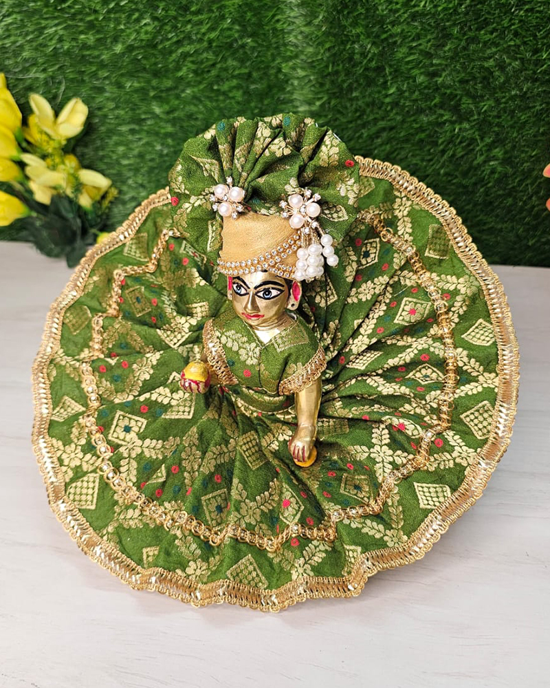 Moss Green Heavy Laddu Gopal Dress