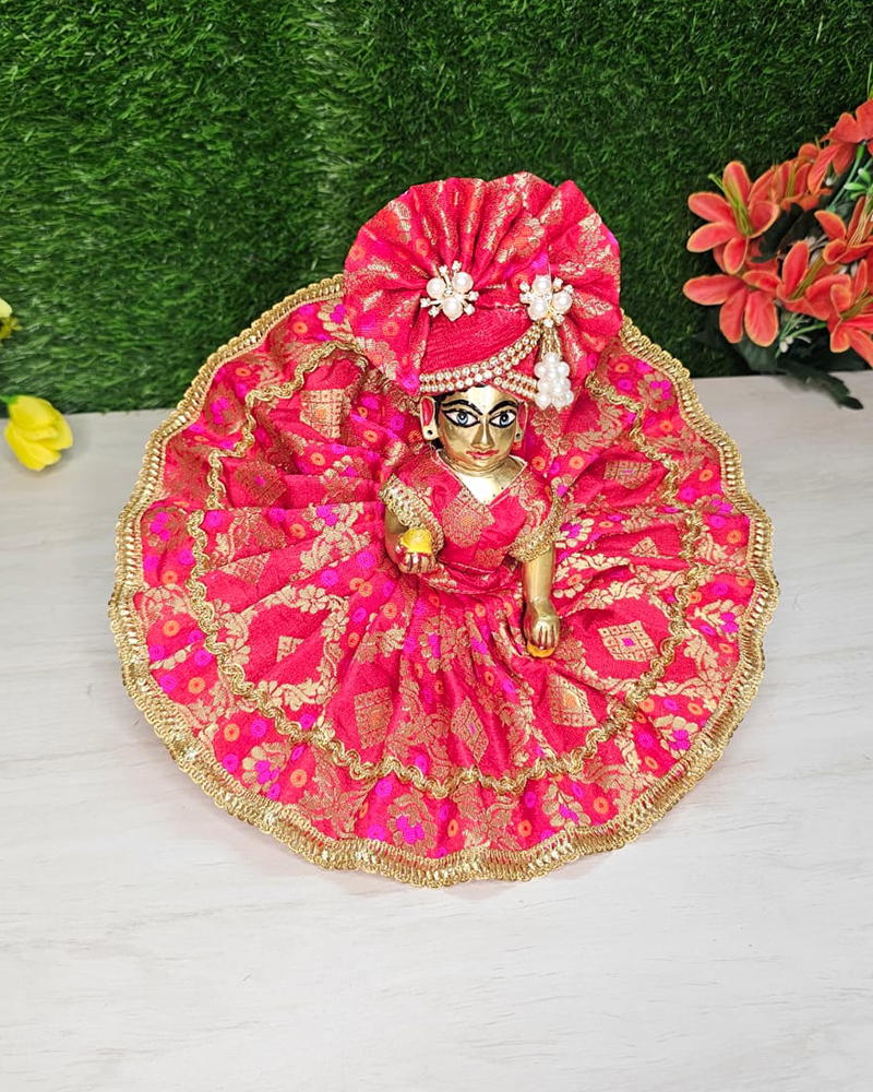 Red Heavy Dress For Laddu Gopal Ji