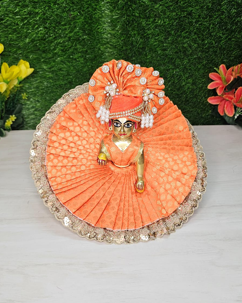 Royal Orange Heavy Designer Dress Laddu Gopal