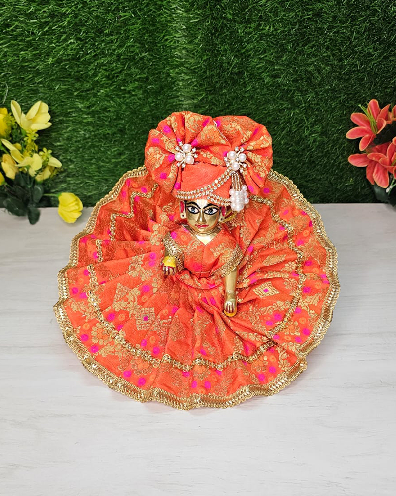 Royal Orange Heavy Dress Laddu Gopal