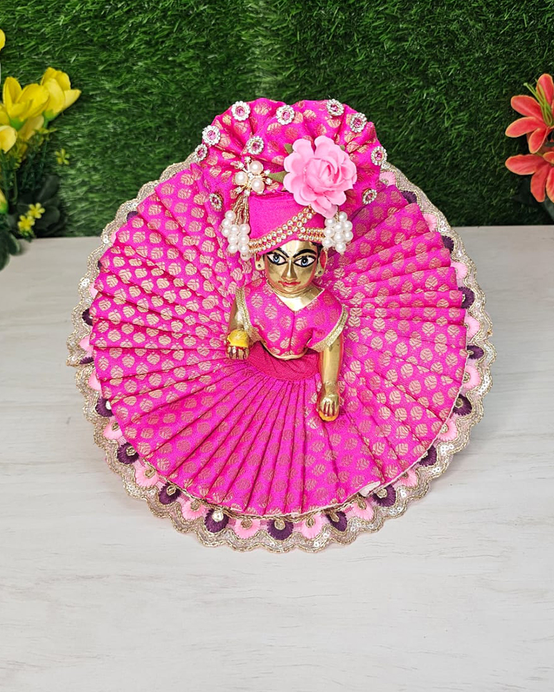 Royal Pink Heavy Designer Dress Laddu Gopal